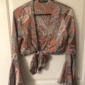 Nasty Gal - Paisley Print Satin Tie Front Top